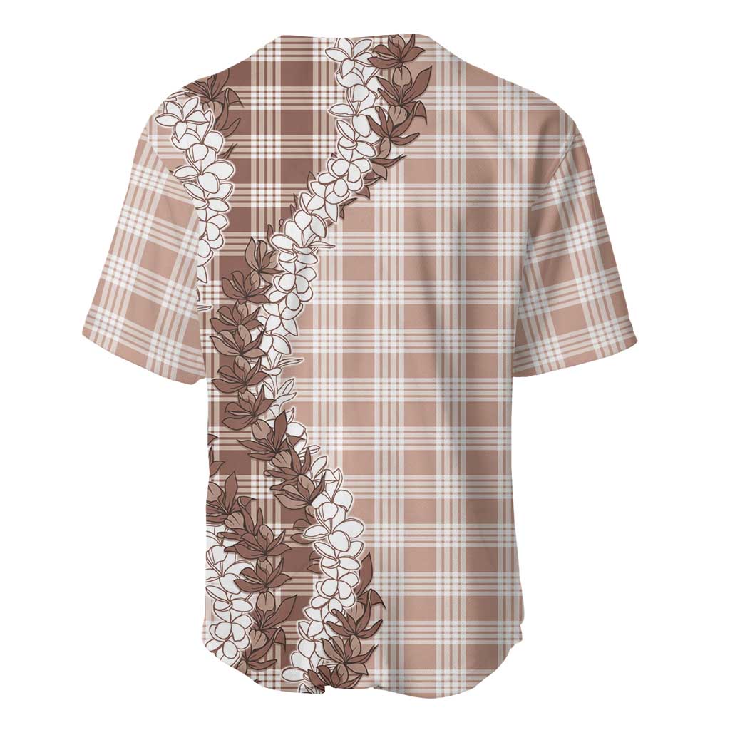 Beige Hawaii Palaka Baseball Jersey Hawaiian Honohono Lei