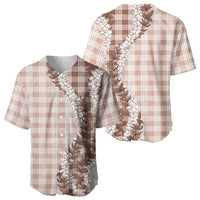 Beige Hawaii Palaka Baseball Jersey Hawaiian Honohono Lei