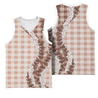 Beige Hawaii Palaka Basketball Jersey Hawaiian Honohono Lei