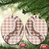 Beige Hawaii Palaka Ceramic Ornament Hawaiian Honohono Lei LT05 Oval Beige - Polynesian Pride