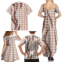 Beige Hawaii Palaka Family Matching Summer Maxi Dress and Hawaiian Shirt Hawaiian Honohono Lei LT05 - Polynesian Pride