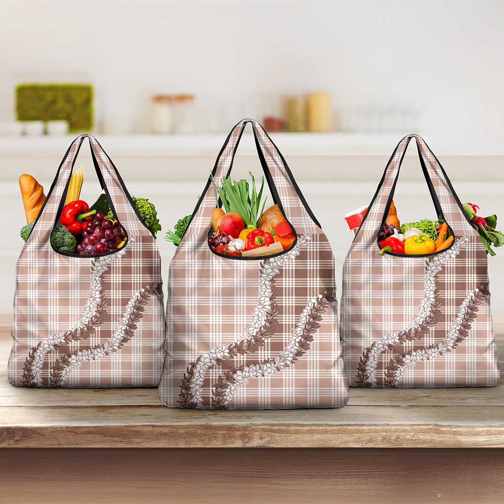 Beige Hawaii Palaka Grocery Bag Hawaiian Honohono Lei