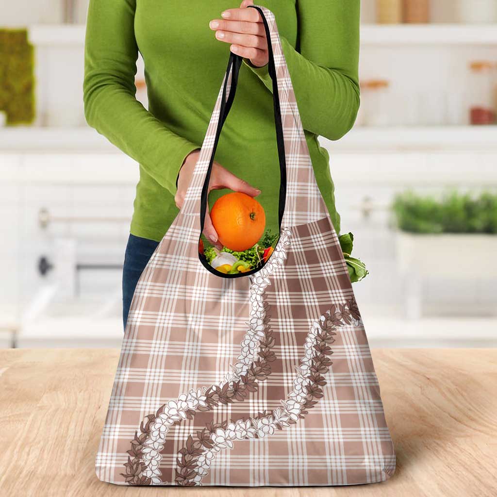 Beige Hawaii Palaka Grocery Bag Hawaiian Honohono Lei
