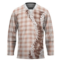 Beige Hawaii Palaka Hockey Jersey Hawaiian Honohono Lei