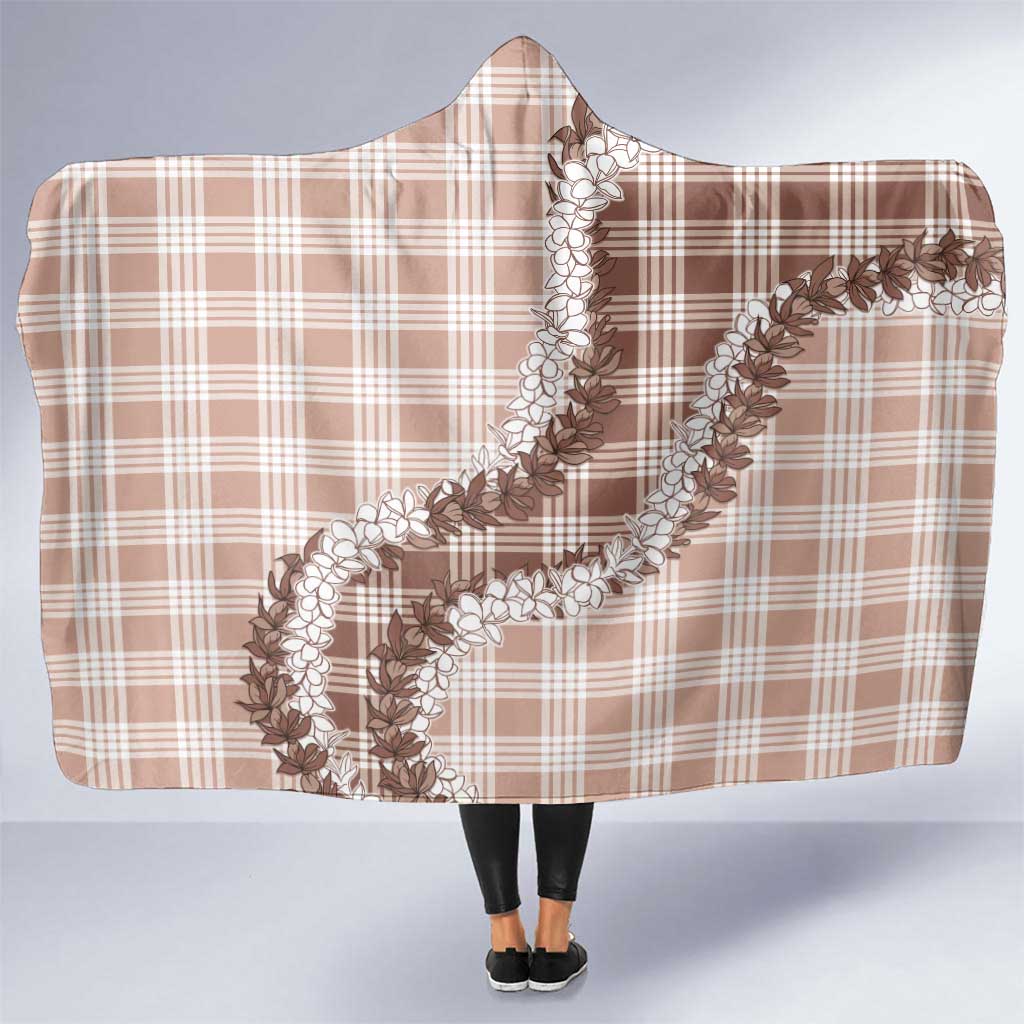 Beige Hawaii Palaka Hooded Blanket Hawaiian Honohono Lei