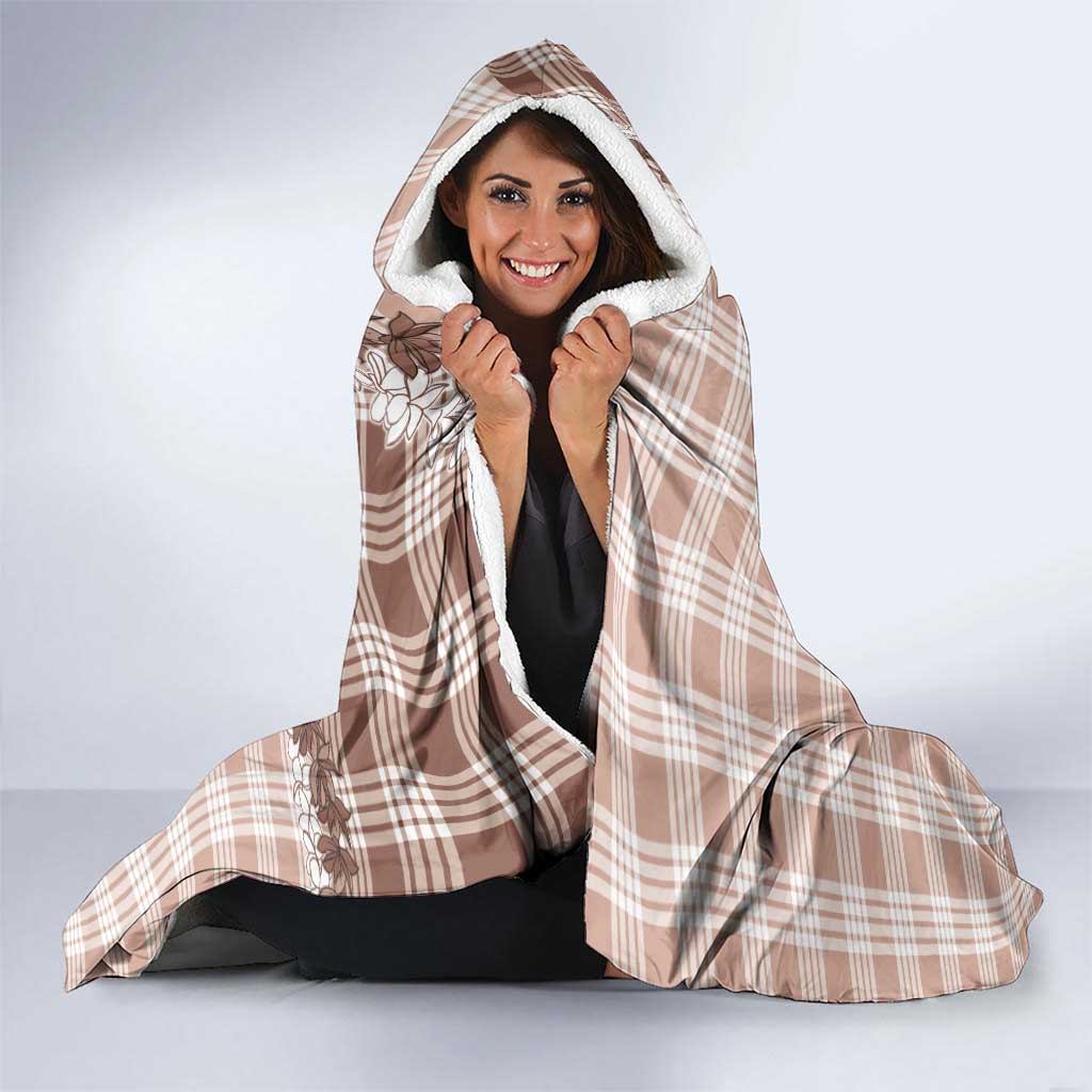 Beige Hawaii Palaka Hooded Blanket Hawaiian Honohono Lei