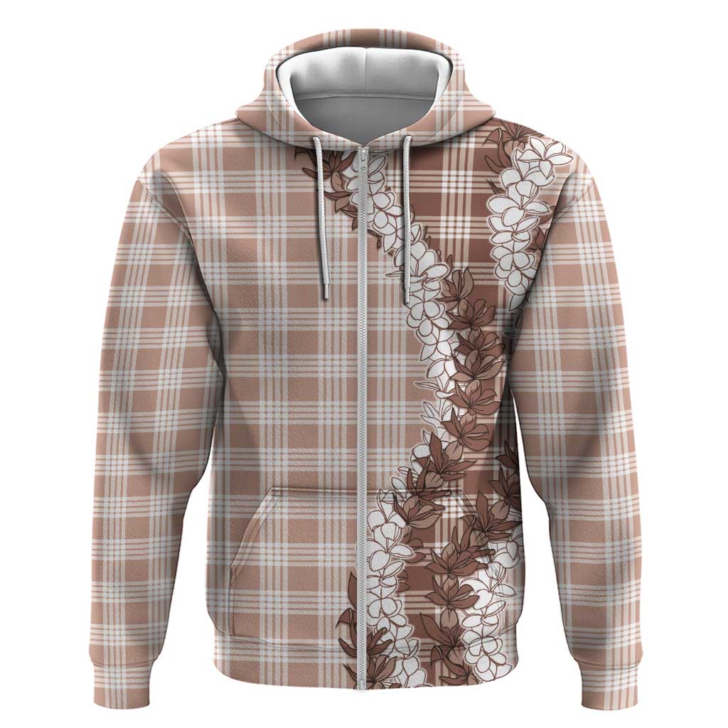 Beige Hawaii Palaka Hoodie Hawaiian Honohono Lei