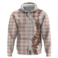 Beige Hawaii Palaka Hoodie Hawaiian Honohono Lei