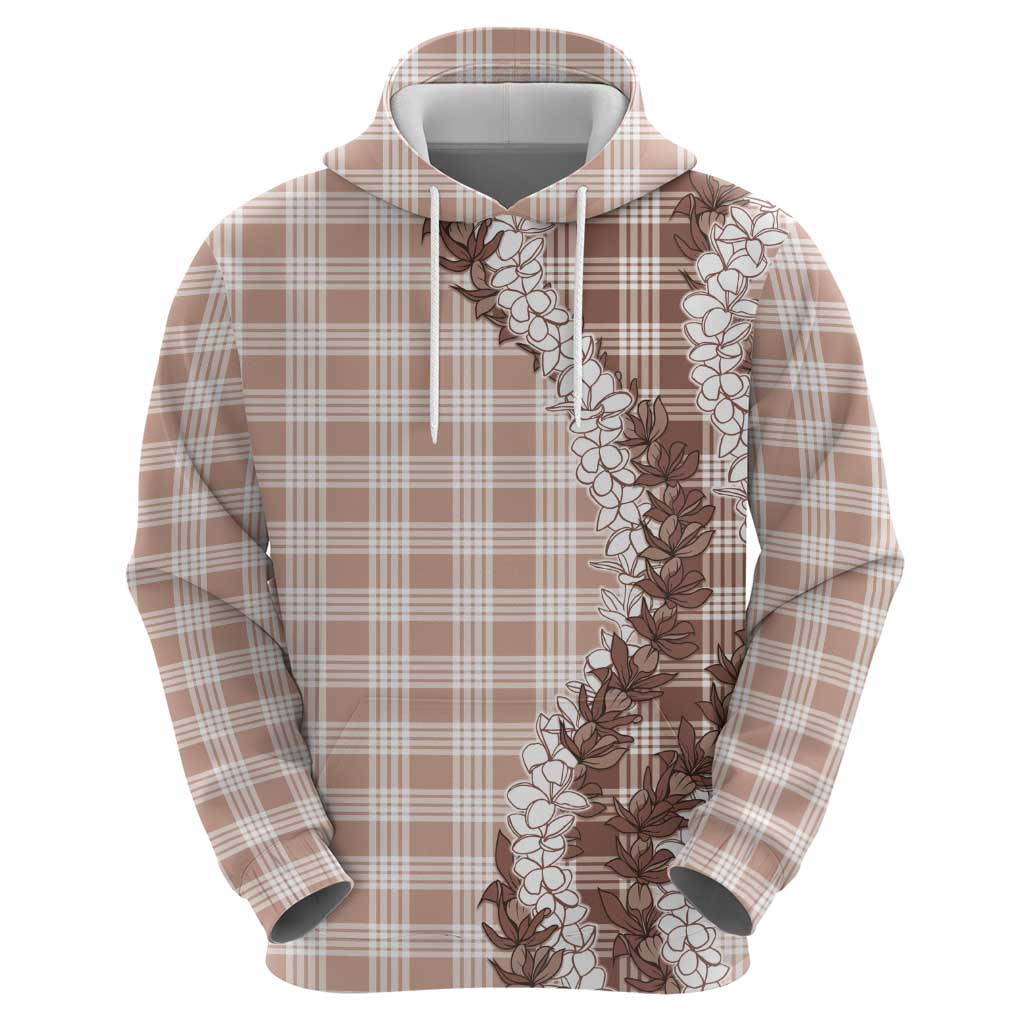 Beige Hawaii Palaka Hoodie Hawaiian Honohono Lei