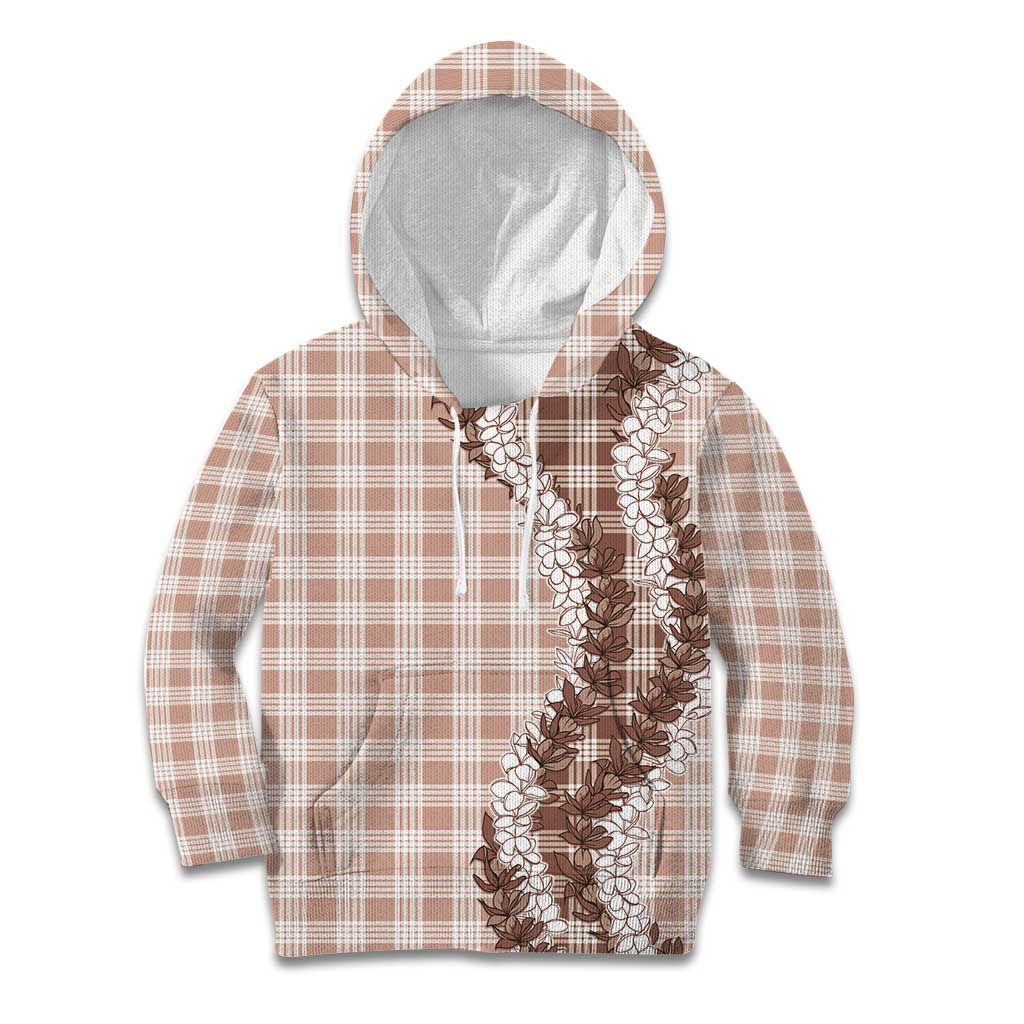 Beige Hawaii Palaka Kid Hoodie Hawaiian Honohono Lei