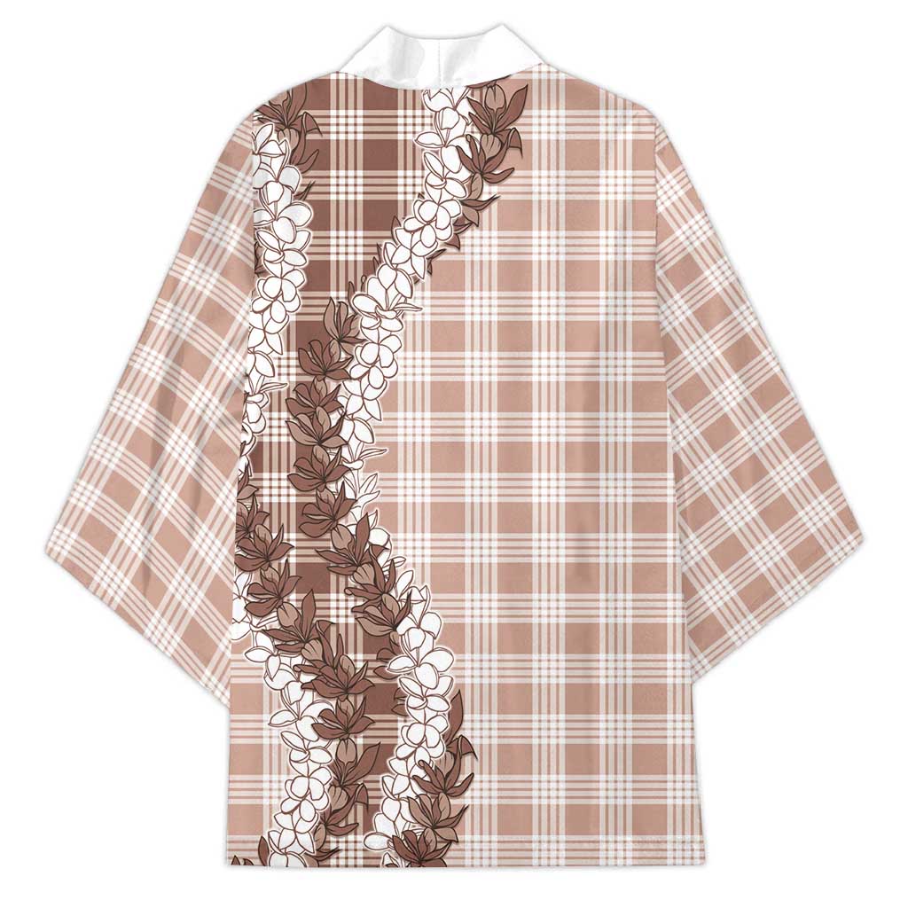 Beige Hawaii Palaka Kimono Hawaiian Honohono Lei