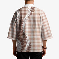 Beige Hawaii Palaka Kimono Hawaiian Honohono Lei
