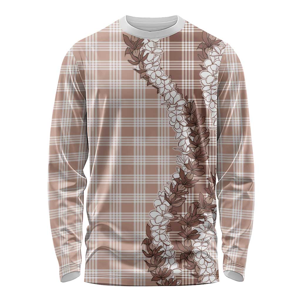 Beige Hawaii Palaka Long Sleeve Shirt Hawaiian Honohono Lei