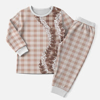 Beige Hawaii Palaka Pajama Set Hawaiian Honohono Lei