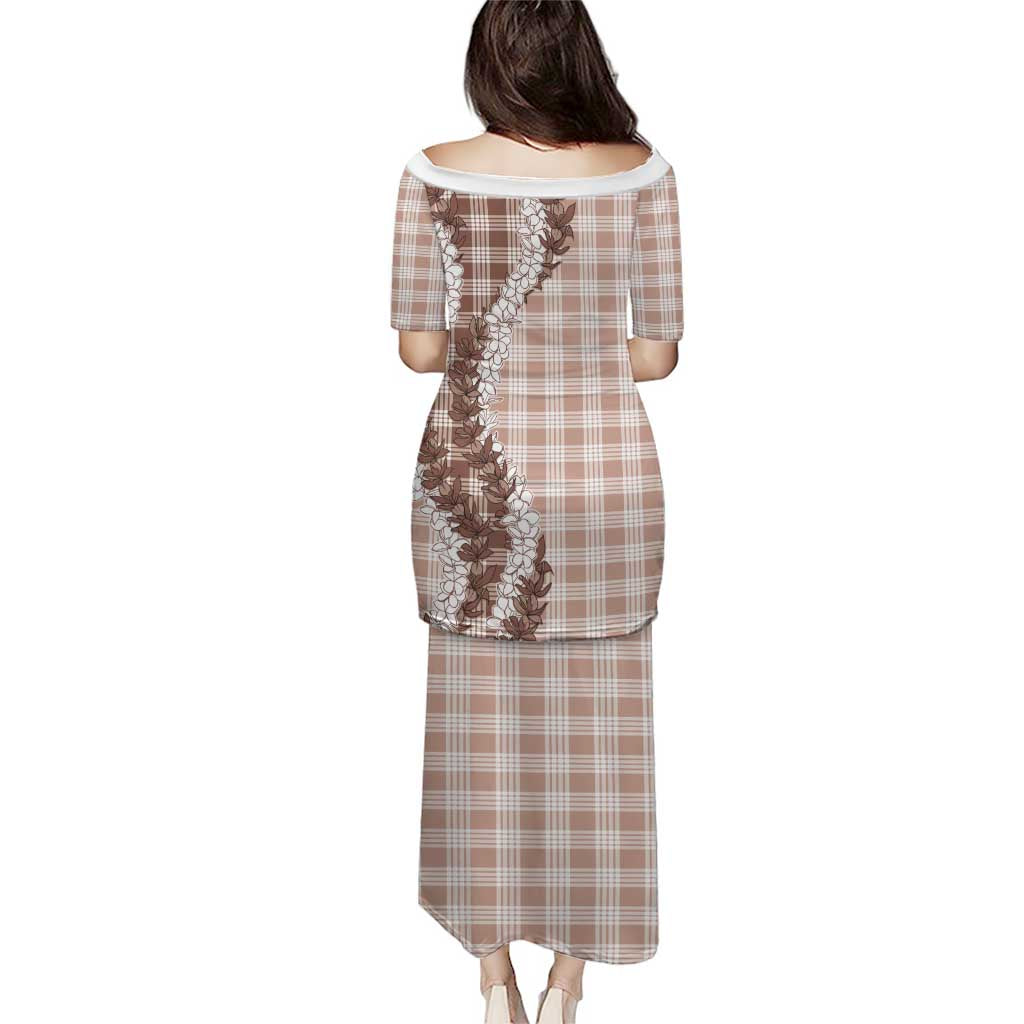 Beige Hawaii Palaka Puletasi Hawaiian Honohono Lei