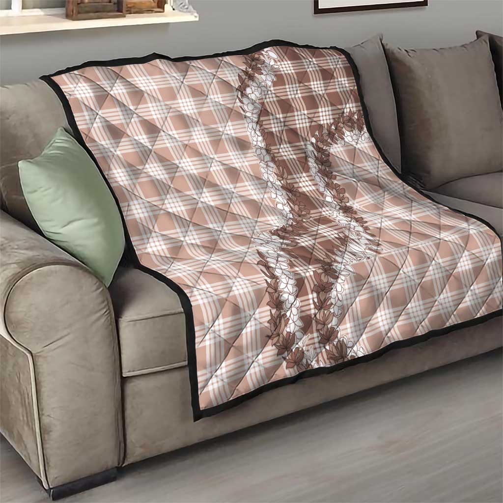 Beige Hawaii Palaka Quilt Hawaiian Honohono Lei