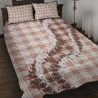 Beige Hawaii Palaka Quilt Bed Set Hawaiian Honohono Lei