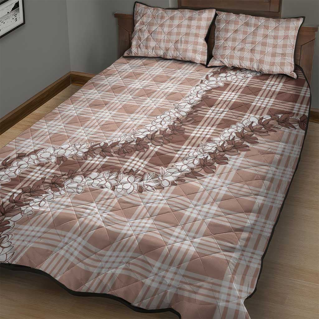 Beige Hawaii Palaka Quilt Bed Set Hawaiian Honohono Lei