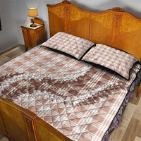 Beige Hawaii Palaka Quilt Bed Set Hawaiian Honohono Lei