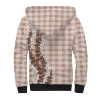 Beige Hawaii Palaka Sherpa Hoodie Hawaiian Honohono Lei