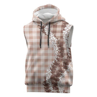 Beige Hawaii Palaka Sleeveless Hoodie Hawaiian Honohono Lei