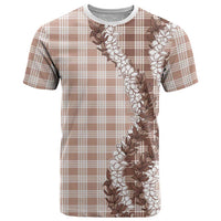 Beige Hawaii Palaka T Shirt Hawaiian Honohono Lei