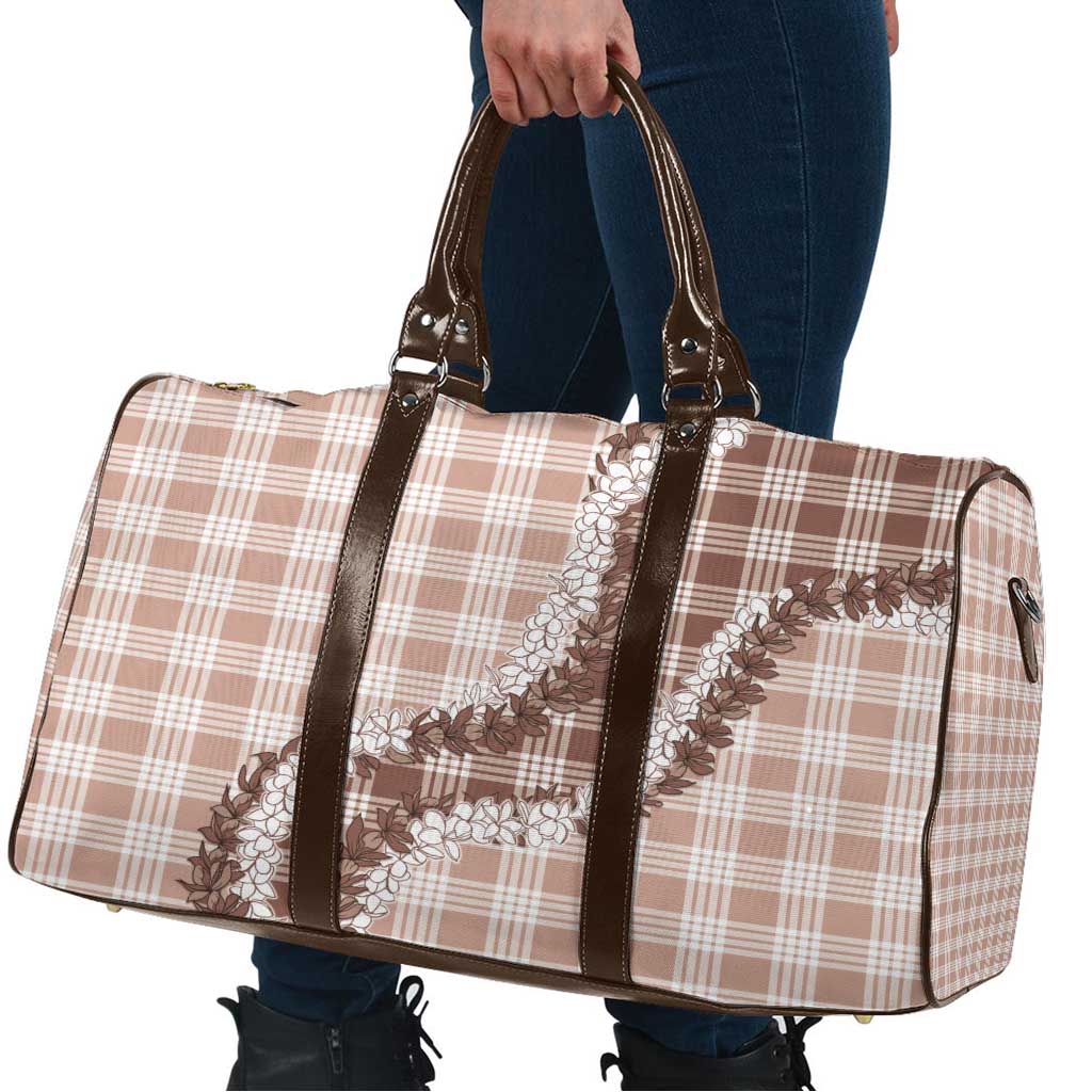 Beige Hawaii Palaka Travel Bag Hawaiian Honohono Lei
