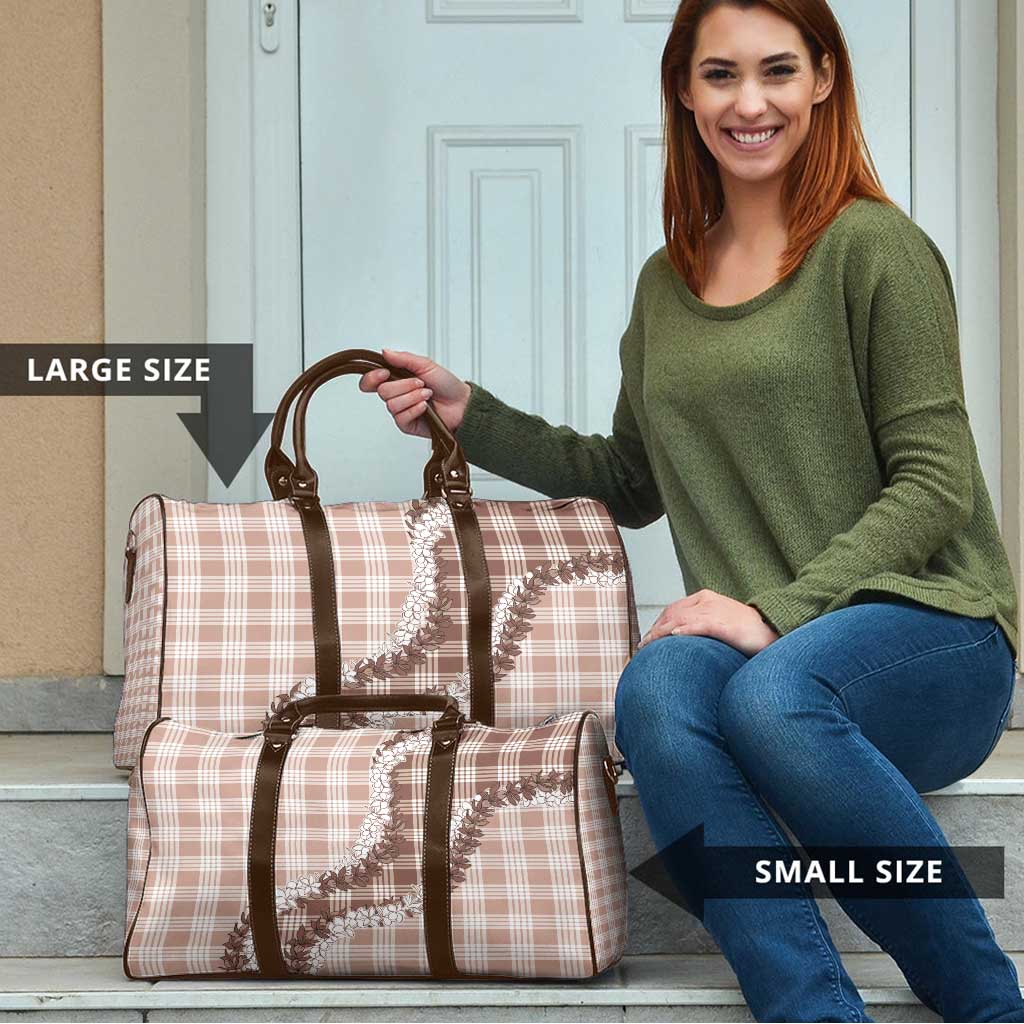 Beige Hawaii Palaka Travel Bag Hawaiian Honohono Lei