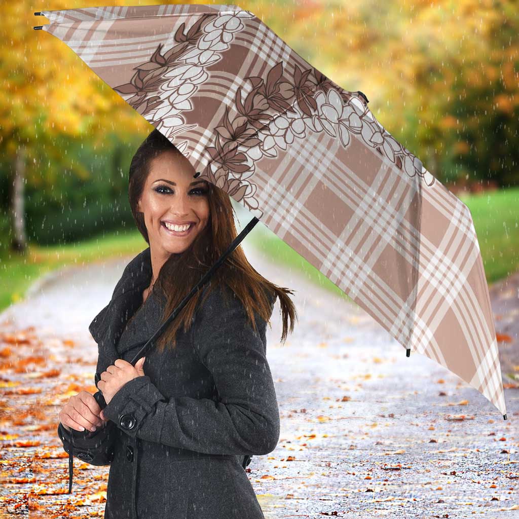 Beige Hawaii Palaka Umbrella Hawaiian Honohono Lei