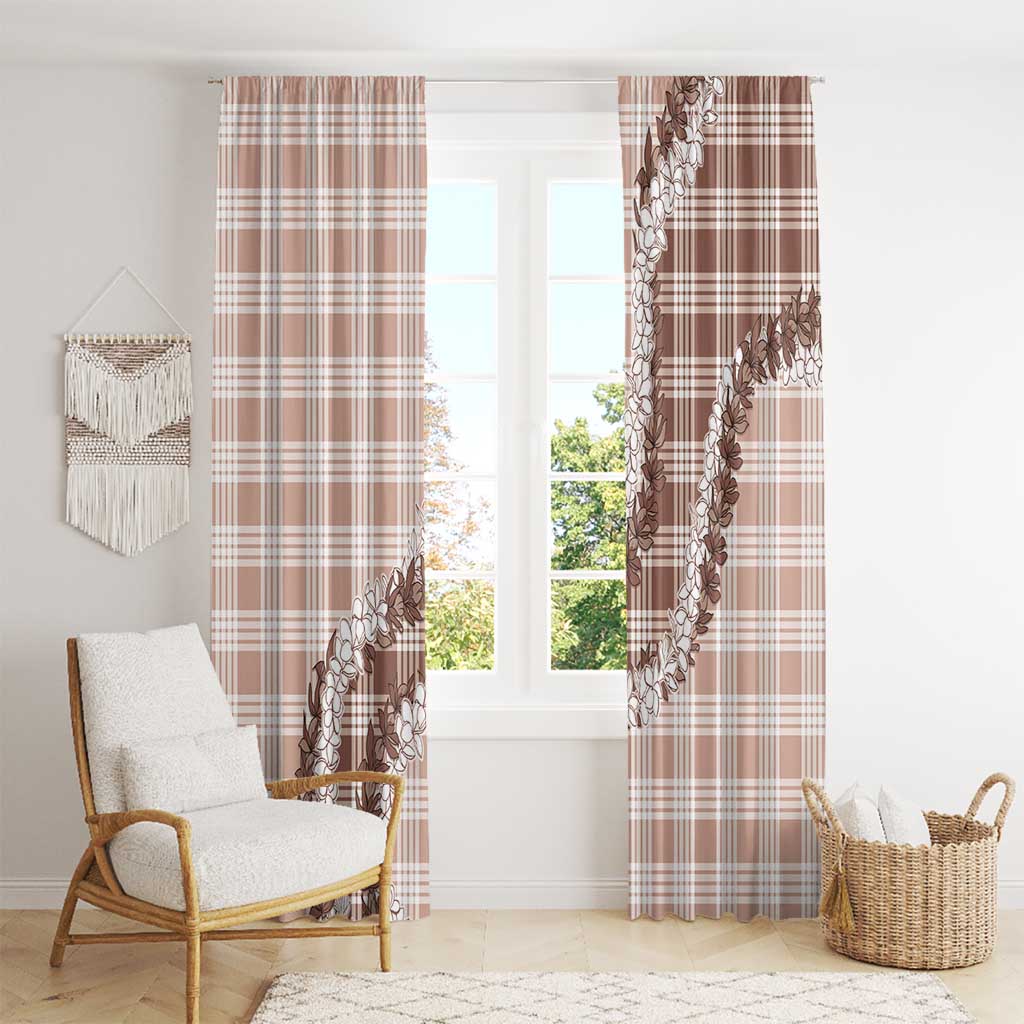 Beige Hawaii Palaka Window Curtain Hawaiian Honohono Lei