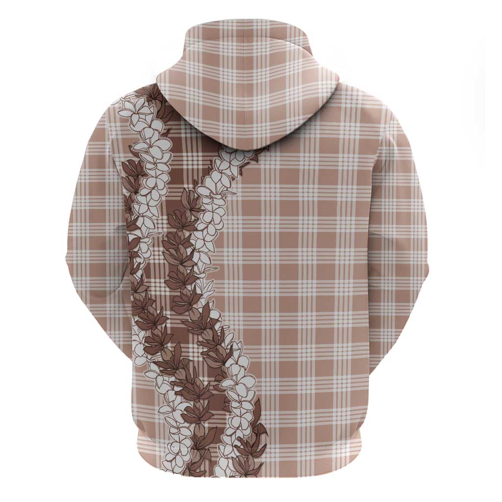 Beige Hawaii Palaka Zip Hoodie Hawaiian Honohono Lei
