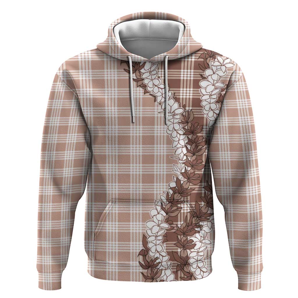 Beige Hawaii Palaka Zip Hoodie Hawaiian Honohono Lei