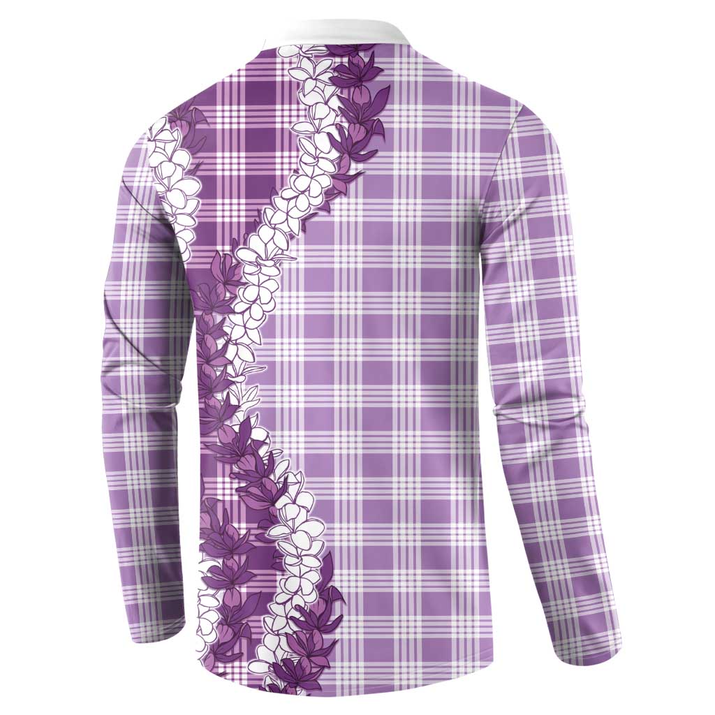 Violet Hawaii Palaka Button Sweatshirt Hawaiian Honohono Lei