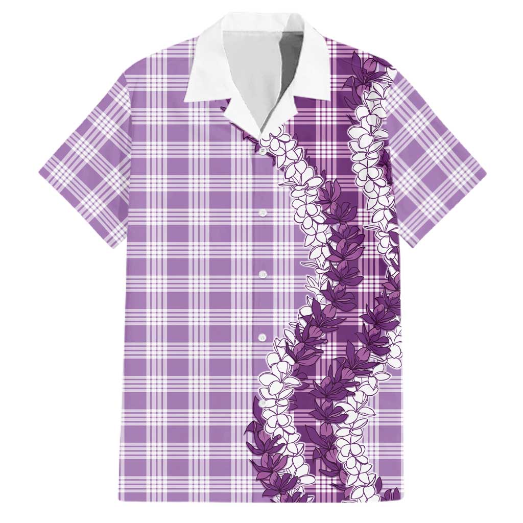 Violet Hawaii Palaka Family Matching Off The Shoulder Long Sleeve Dress and Hawaiian Shirt Hawaiian Honohono Lei LT05 Dad's Shirt - Short Sleeve Violet - Polynesian Pride