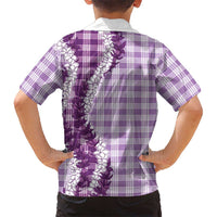 Violet Hawaii Palaka Family Matching Off Shoulder Maxi Dress and Hawaiian Shirt Hawaiian Honohono Lei LT05 - Polynesian Pride