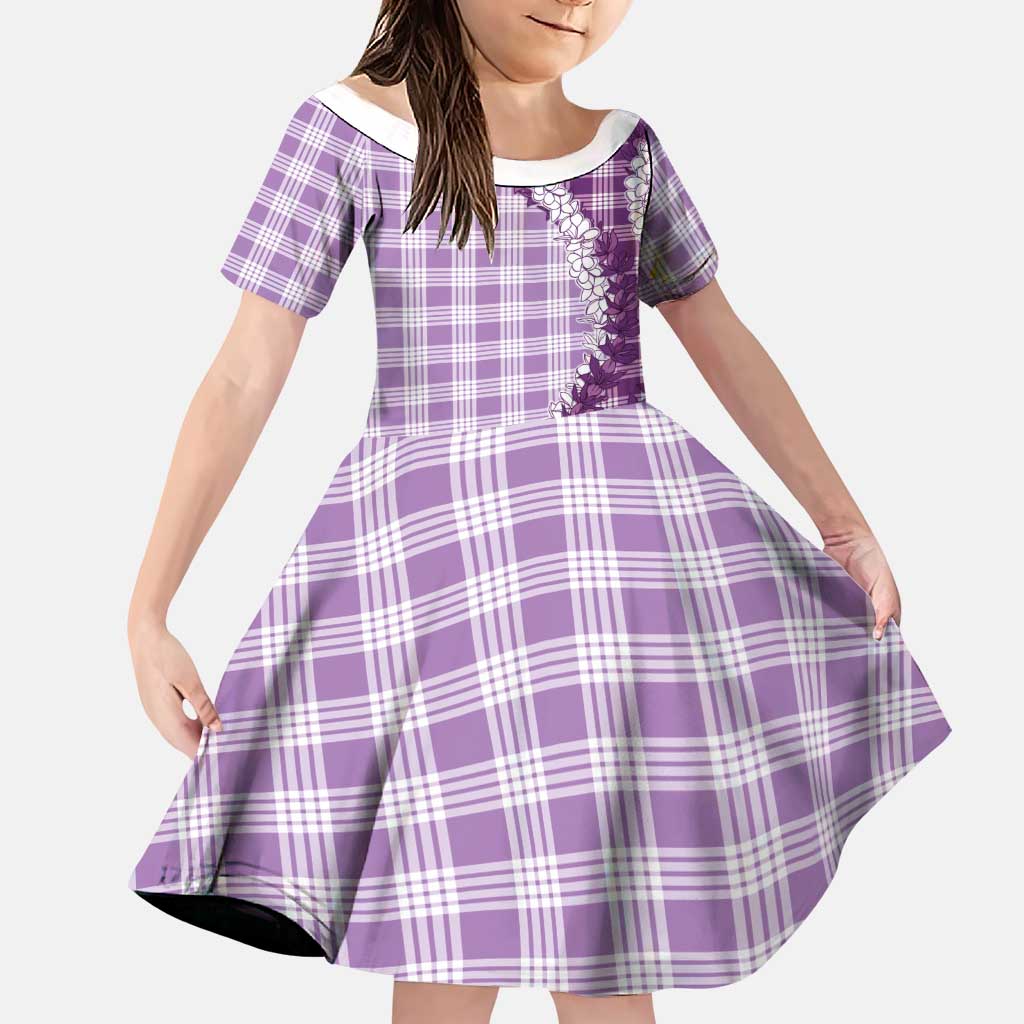 Violet Hawaii Palaka Family Matching Off Shoulder Maxi Dress and Hawaiian Shirt Hawaiian Honohono Lei LT05 Daughter's Dress Violet - Polynesian Pride