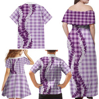 Violet Hawaii Palaka Family Matching Off Shoulder Maxi Dress and Hawaiian Shirt Hawaiian Honohono Lei LT05 - Polynesian Pride