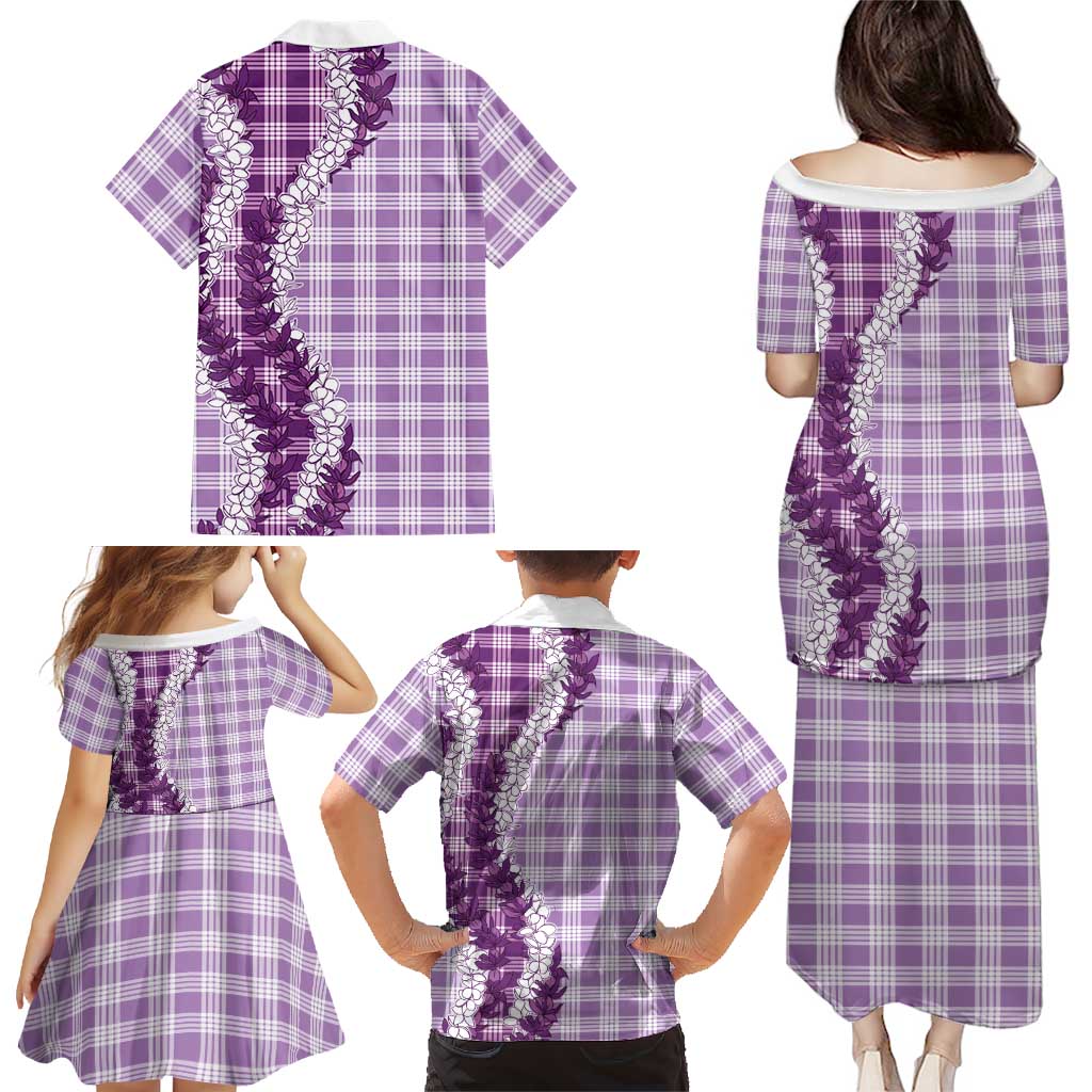 Violet Hawaii Palaka Family Matching Puletasi and Hawaiian Shirt Hawaiian Honohono Lei LT05 - Polynesian Pride