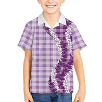 Violet Hawaii Palaka Family Matching Puletasi and Hawaiian Shirt Hawaiian Honohono Lei LT05 Son's Shirt Violet - Polynesian Pride