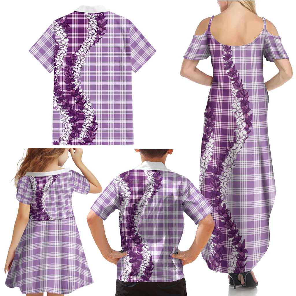 Violet Hawaii Palaka Family Matching Summer Maxi Dress and Hawaiian Shirt Hawaiian Honohono Lei LT05 - Polynesian Pride