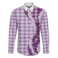 Violet Hawaii Palaka Family Matching Summer Maxi Dress and Hawaiian Shirt Hawaiian Honohono Lei LT05 Dad's Shirt - Long Sleeve Violet - Polynesian Pride