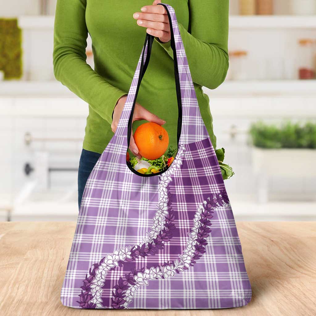 Violet Hawaii Palaka Grocery Bag Hawaiian Honohono Lei