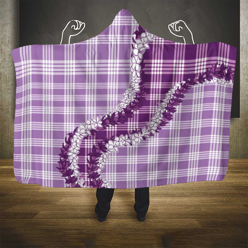Violet Hawaii Palaka Hooded Blanket Hawaiian Honohono Lei