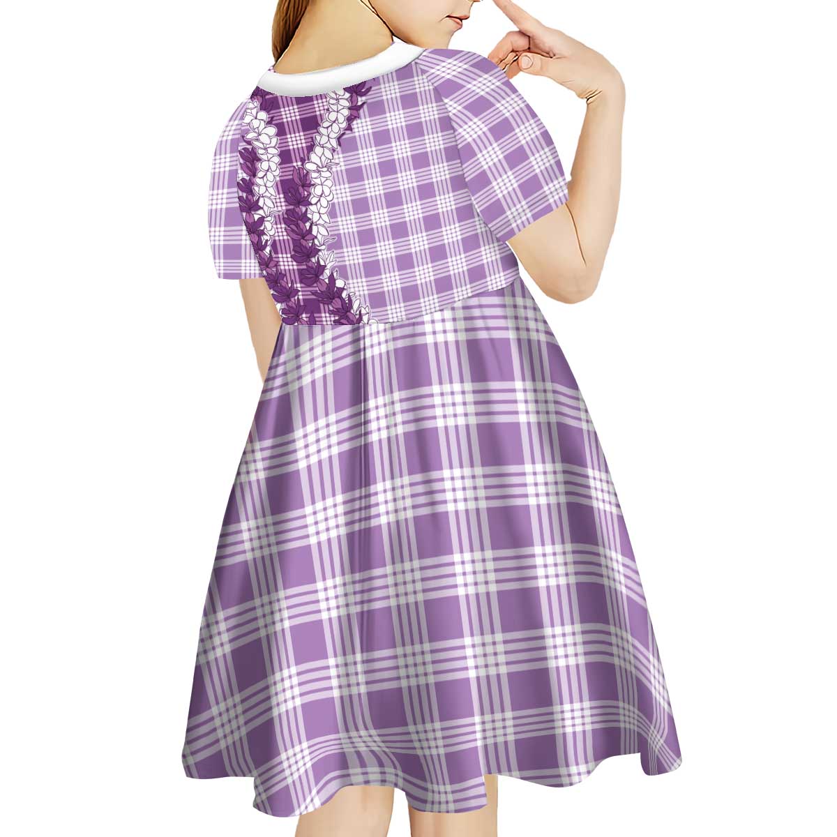 Violet Hawaii Palaka Kid Short Sleeve Dress Hawaiian Honohono Lei
