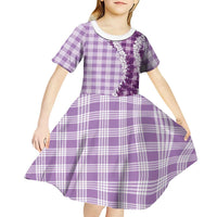 Violet Hawaii Palaka Kid Short Sleeve Dress Hawaiian Honohono Lei