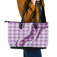 Violet Hawaii Palaka Leather Tote Bag Hawaiian Honohono Lei