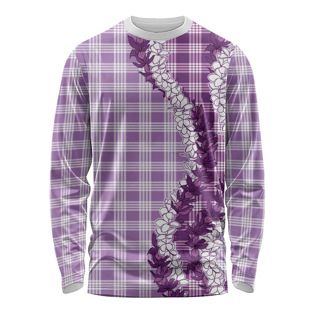 Violet Hawaii Palaka Long Sleeve Shirt Hawaiian Honohono Lei