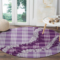 Violet Hawaii Palaka Round Carpet Hawaiian Honohono Lei