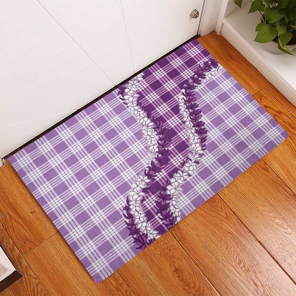 Violet Hawaii Palaka Rubber Doormat Hawaiian Honohono Lei