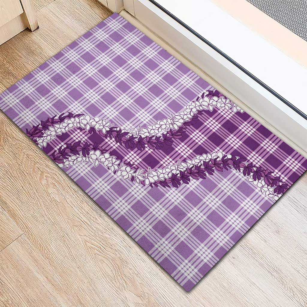 Violet Hawaii Palaka Rubber Doormat Hawaiian Honohono Lei